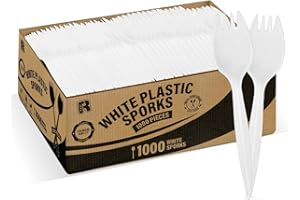 White Plastic Sporks Bulk 1000 Count - Medium Weight Bulk Sporks Disposable For Home, Parties And Caterings, Premium Disposab