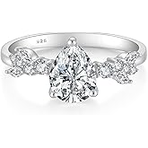 VA JENT Pear Cut Moissanite Wedding Ring,1 Carat D Color VVS1 Engagement Rings for Women Promise Rings Sterling Silver for Her