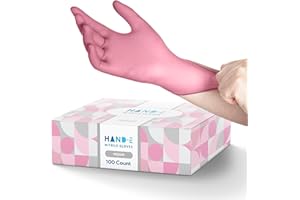 Hand-E Touch Pink Nitrile Disposable Gloves - Esthetician, Nail Tech, Hair Dye & Stylist, Cleaning Gloves