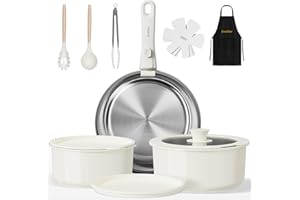 EVOFAR 14 pcs Stainless Steel Cookware Set, Detachable Pots and Pans Set with Removable Handle, Non Toxic Space Saving RV Cam