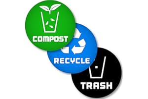 VINYL FRIEND 6 Recycle Compost and Trash Sticker to Organize Your Trash Cans- for Garbage containers and Recycle Bins - Premium Vinyl Decal (Compost, XSmall) (Compost, Small)