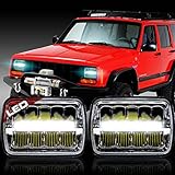 TheOne Square LED Headlight 7x6 5x7 Chrome Reflector Sealed Beam Replacement (One Pair)