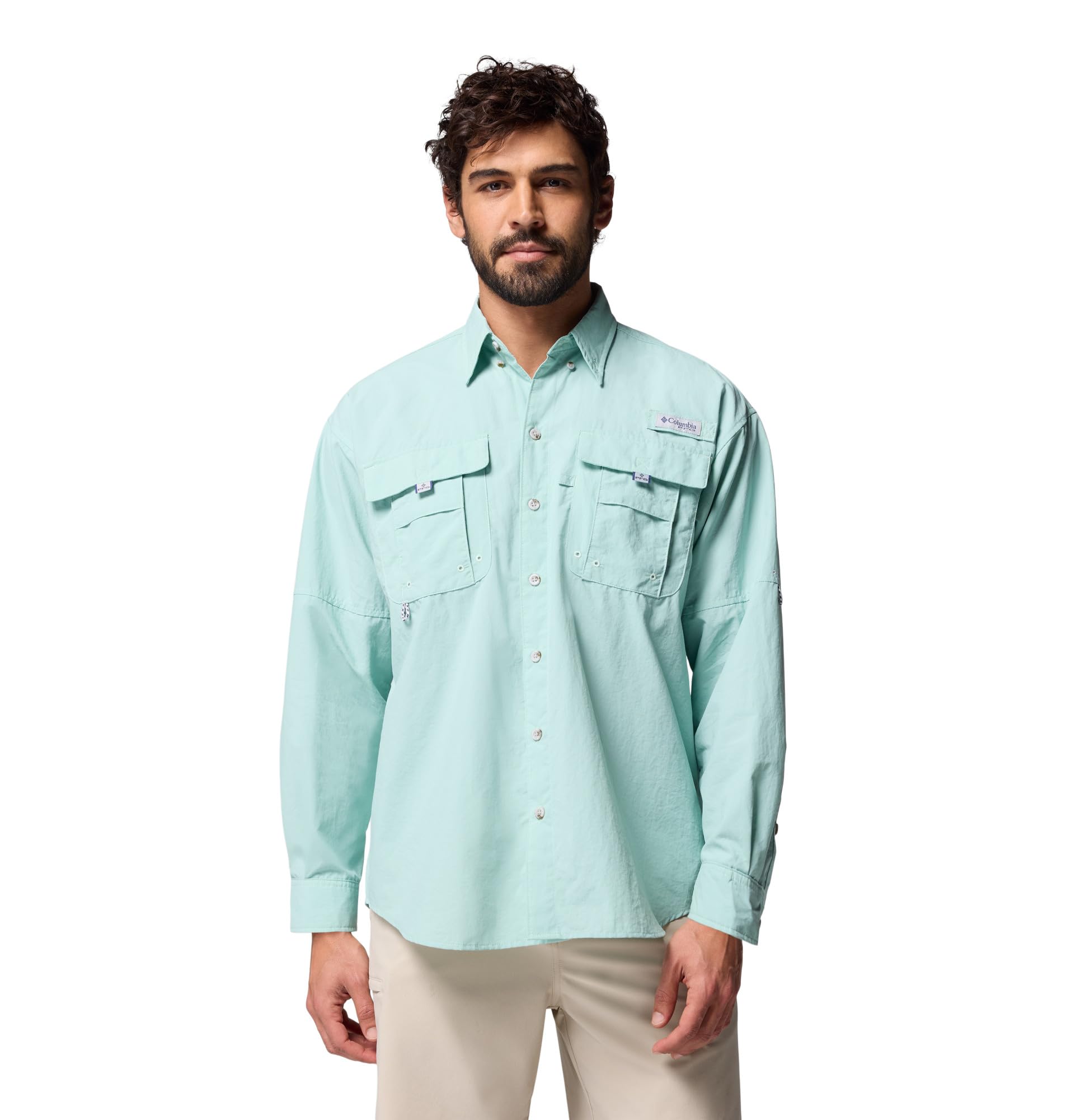 Columbia Mens PFG Bahama II Long Sleeve Fishing Shirt, Misty Jade, 1X Image