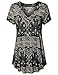 Vinmatto Women's Short Sleeve V Neck Flowy Tunic Top(XL,Multi Black)