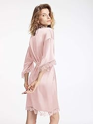AW BRIDAL Pink Silk Robe Sexy Satin Robes for Women