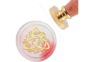 CRASPIRE Tampon de cire vintage avec tête en laiton amovible et poignée en bois pour invitations de mariage, Saint-Valentin, 