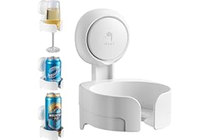 TAILI Suction Cup Wine Glass Holder for Shower, Removable Wall-Mounted Bath Cup Holder for Beer, Wine, Drinks, Enjoy in The Spa, Bathroom, Kitchen, etc. White