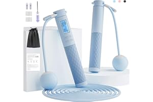 NONOGO Fitness Jump Ropes with Calorie Counter and Silicone Handles for Women Men Kids with Speed Cordless Ball and 9.2 ft Adjustable Anti-Tangle PVC Wire Rope for Fitness Crossfit Indoor Outdoor Workout
