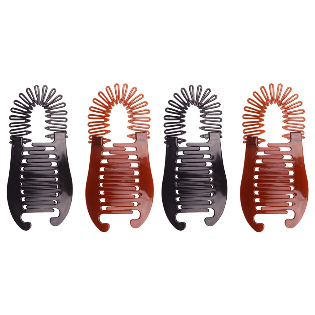 Uonlytech Banana Hair Clip 4pcs Plastic Flexible Interlocking Banana Clip Fishtail Ponytail Holder Clip Plastic Hair Clips for Women Hair Accessories Holder