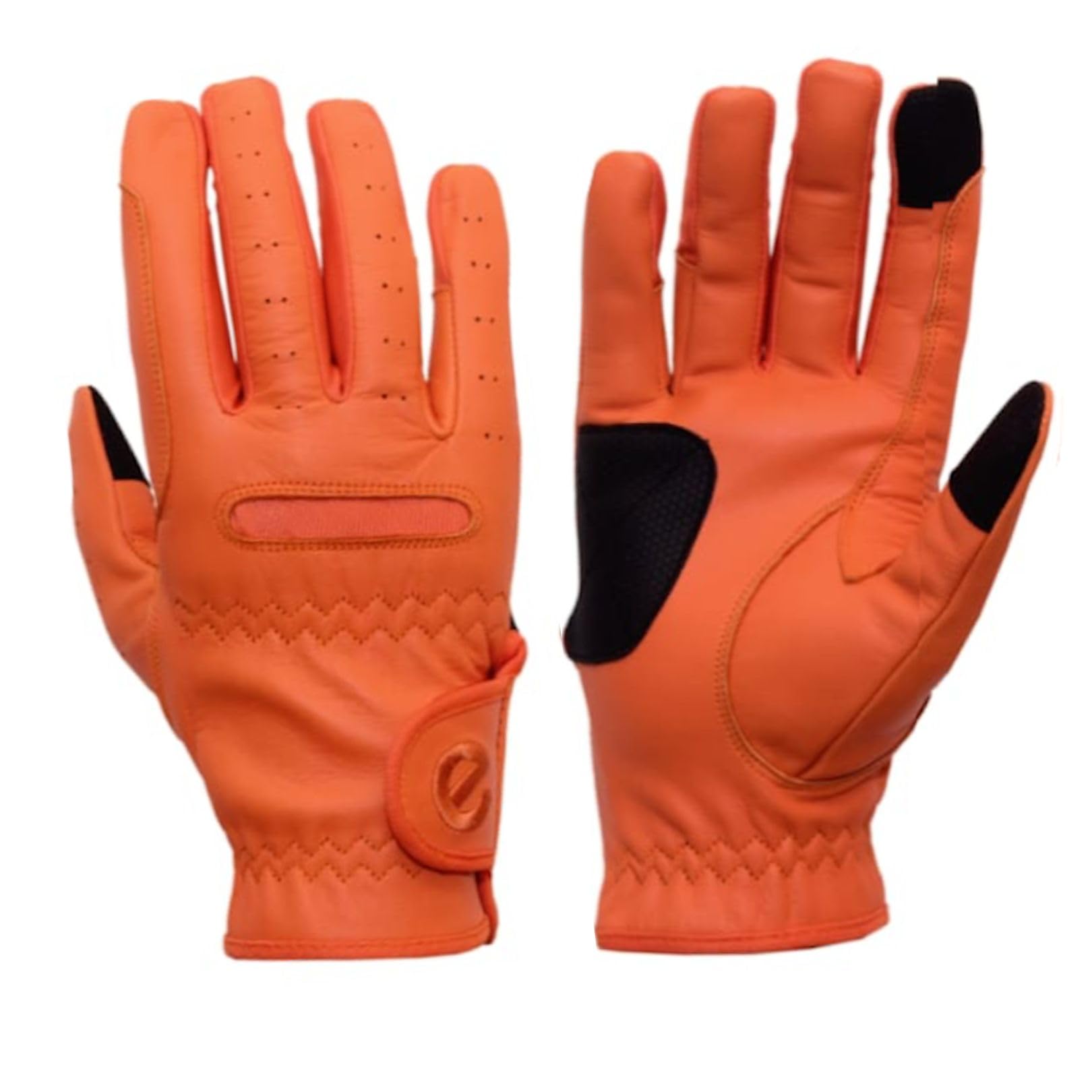 eGlove EQUEST GRIP PRO Leather Touchscreen Horse Riding Gloves (Orange, X-Small)