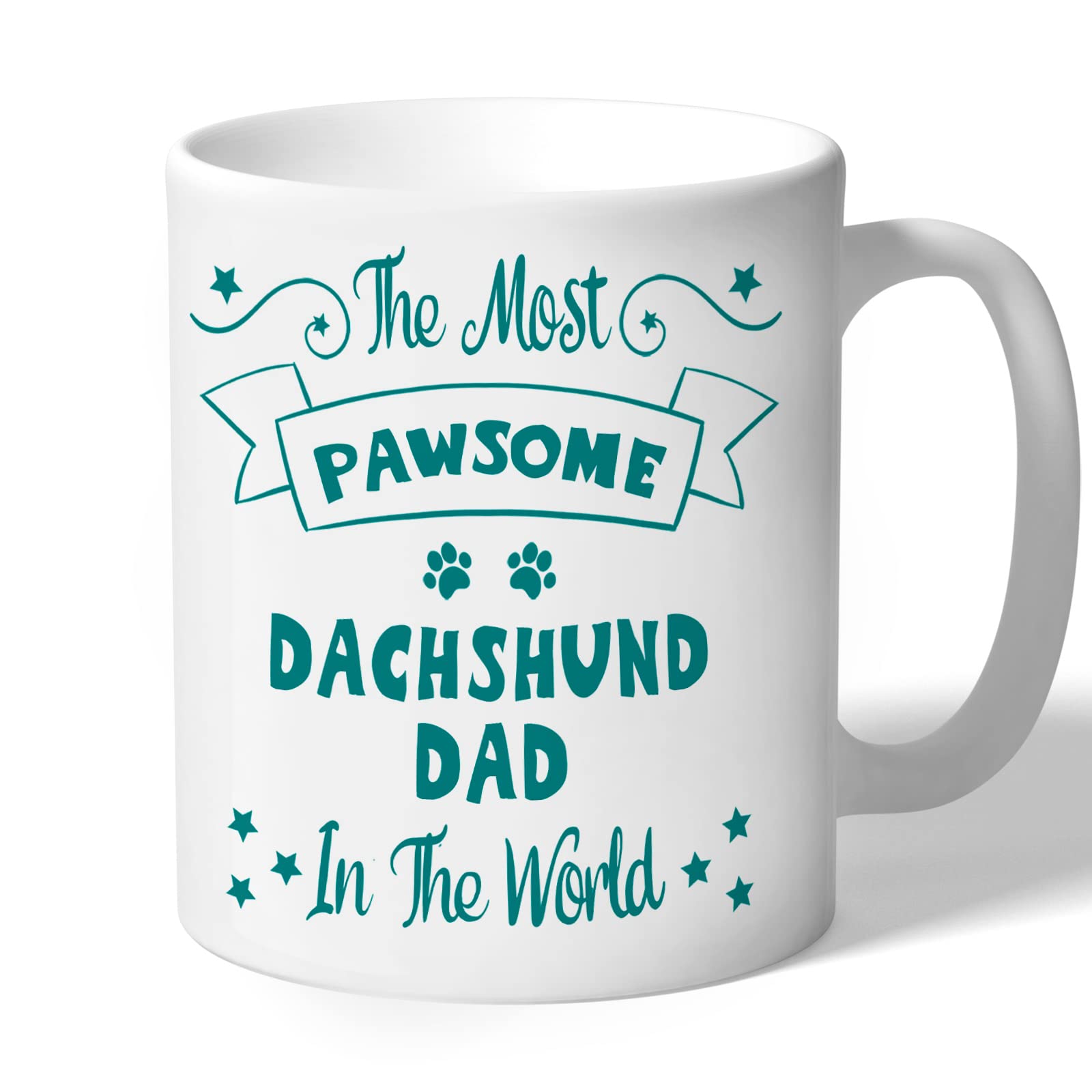 Dachshund Dad Mug Gift Pawsome (Teal Print) Dog Lover Owner Birthday Men Fathers Day Present
