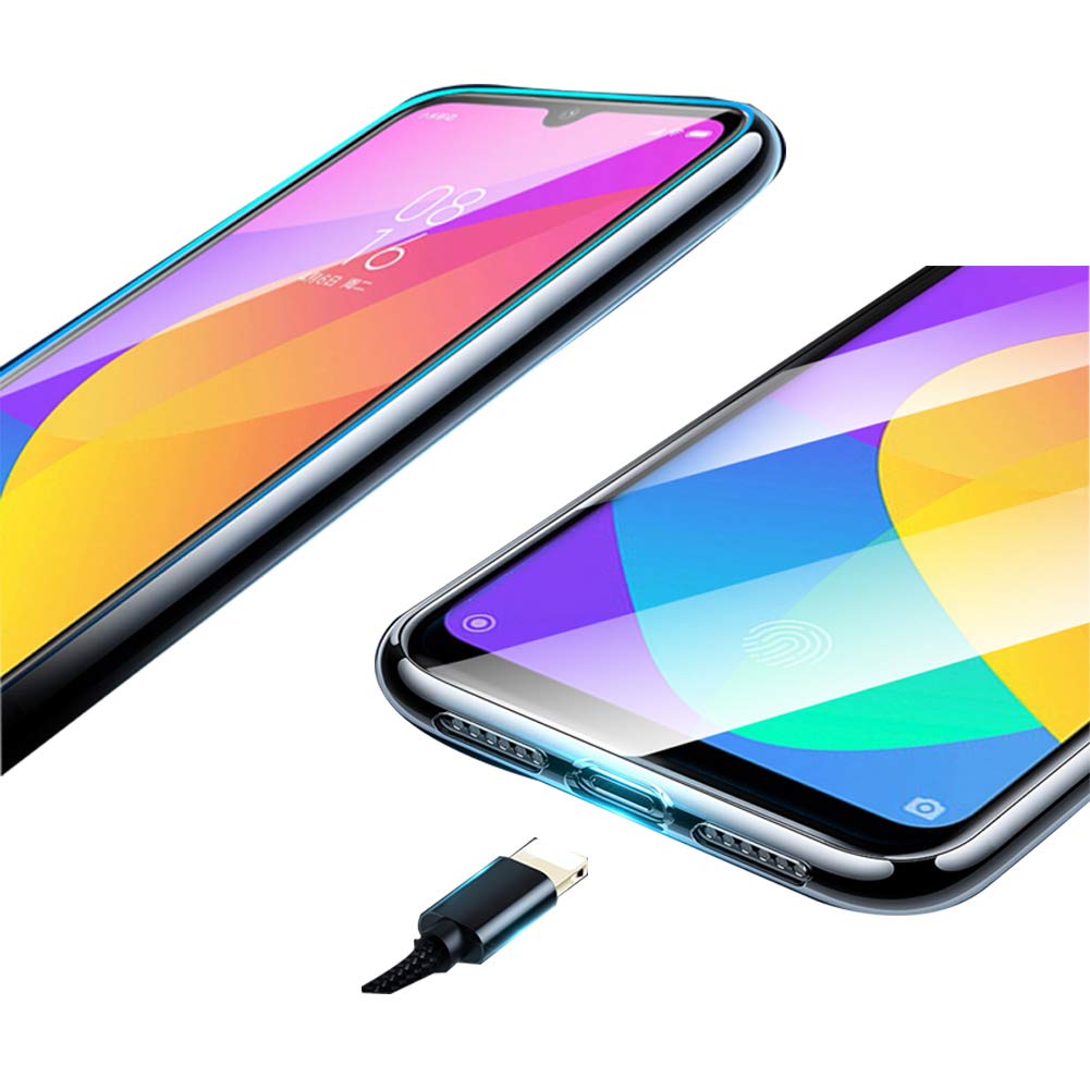 UCMDA Cover per Xiaomi Mi 9 Lite & Pellicola Protettiva in Vetro Temperato, Custodia Mi 9 Lite Silicone Morbido, Anti Graffio Pellicola Protezione per Xiaomi Mi 9 Lite
