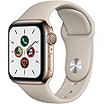 Apple Watch Series 5 (GPS + Cellular, 40MM) - Gold Stainless Steel Case with Stone Sport Band (Renewed)