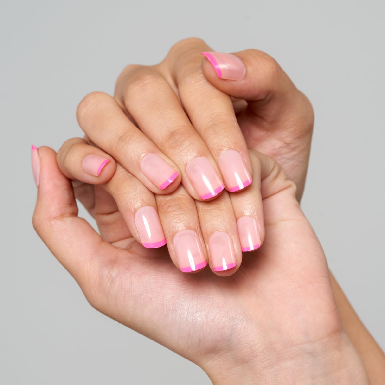 GLAMERMAID Hot Pink French Tip Extra Short Press on Nails, Fake Nails Short Squoval, Natural Round Square Glue on Nails Glossy Gel, Acrylic False Nail Manicure Kits for Women, Reusable Stick on Nails - Image 7