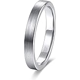 TRUMIUM 3mm 5mm Tungsten Rings for Women Mens Rose Gold Plated Silver Plated Brushed Thin Engagement Wedding Band Comfort Fit Size 4-12