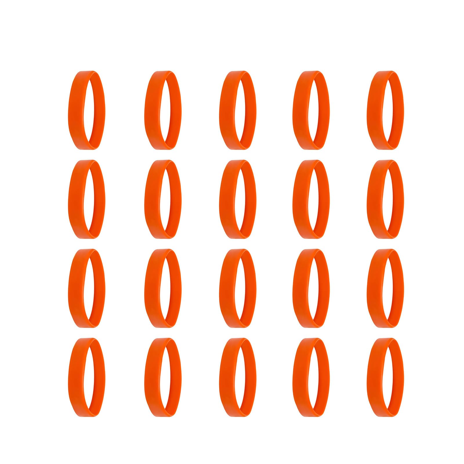 Leliafleury 20Pcs Silicone Wristbands Blank Rubber Wristband Elastic Sport Bracelet for Party Favors Events, Orange