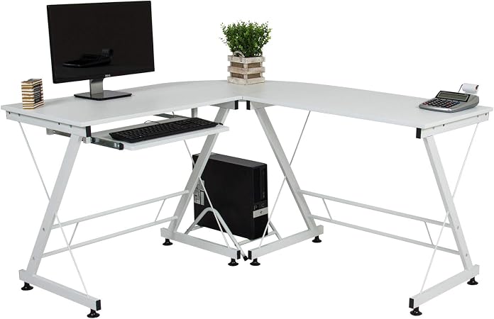 Furniture L Shaped Computer Desk W Keyboard Tray White Home Furniture Diy Mhg Co Ke