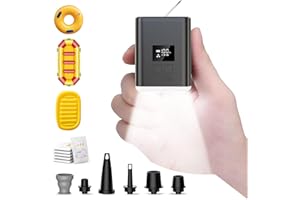 ZOPOM Air Mattress Pump with 5000mAh Battery, Portable Air Pump for Inflatables with LED Display & Camping Light, Electric Rechargeable Mini Air Pump for Pool Floats, Sleeping Pads