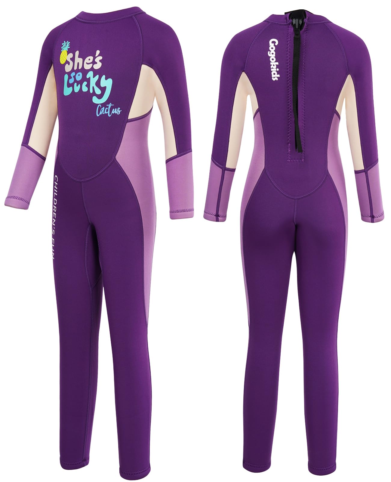 Gogokids Wetsuit Kids, Children 2.5mm Neoprene Thermal Swimsuit with UV 50+ Protection, Full Length One Piece for Ages 3-10 Boys & Girls Swimming, Surfing, Diving, Snorkeling