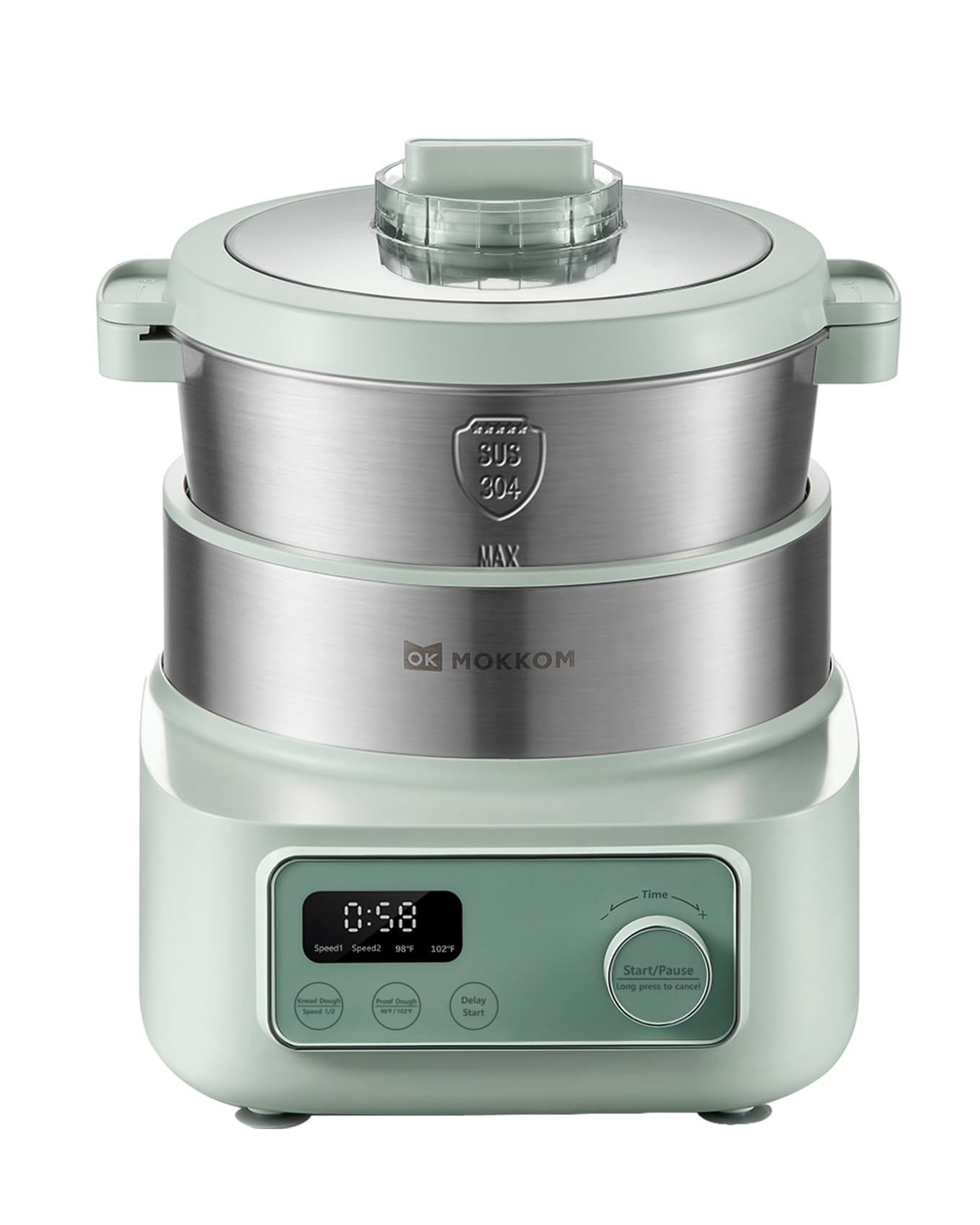 Photo 1 of ***MISSING PIECES / POSSIBLY FOR PARTS*** MOKKOM Electric Dough Maker with Proof Dough Function, Microcomputer Timing, 6.34Qt 304 Stainless Steel Bowl, Household Dough Maker Kitchen Flour Kneading Machine, Green
