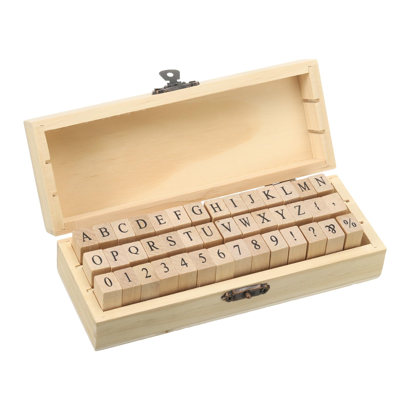 PATIKIL Rubber Stamps Letter Number, 42Pcs Wood Alphabet Stamp Wooden Rubber Stamp with Vintage Box Gift for DIY Craft Card Making
