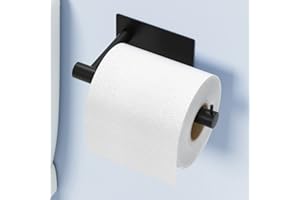 susswiff Self-Adhesive Toilet Paper Holder Matte Black, Premium Stainless Steel Toilet Roll Holder Wall Mounted, No Drilling Toilet Tissues Holder for Bathroom, Kitchen, Washroom, RV