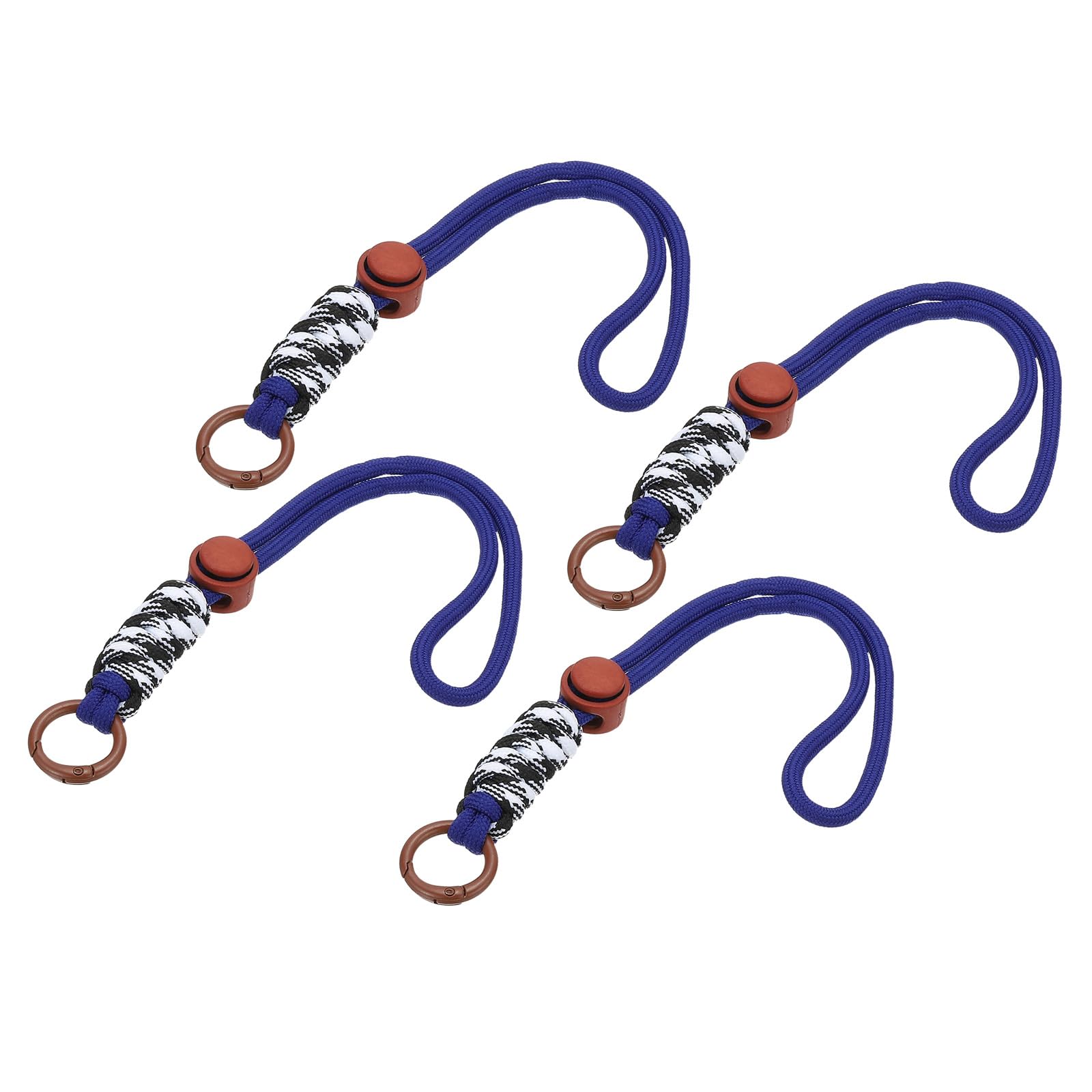 PATIKIL Paracord Lanyard Keychain, 4Pcs Cell Phone Keychain Rope Wrist Lanyards Braided Strap with Spring Ring for Hanging Key, Wavy Design, Dark Blue, Brown, Black