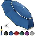 Satol Extra Large Golf Umbrella, 46/54/62 Inch Windproof 10 Ribs Vented Double Canopy Reflective Strips Automatic Open/Close Waterproof UV Protection Portable Compact Umbrella for Outdoor & Travel
