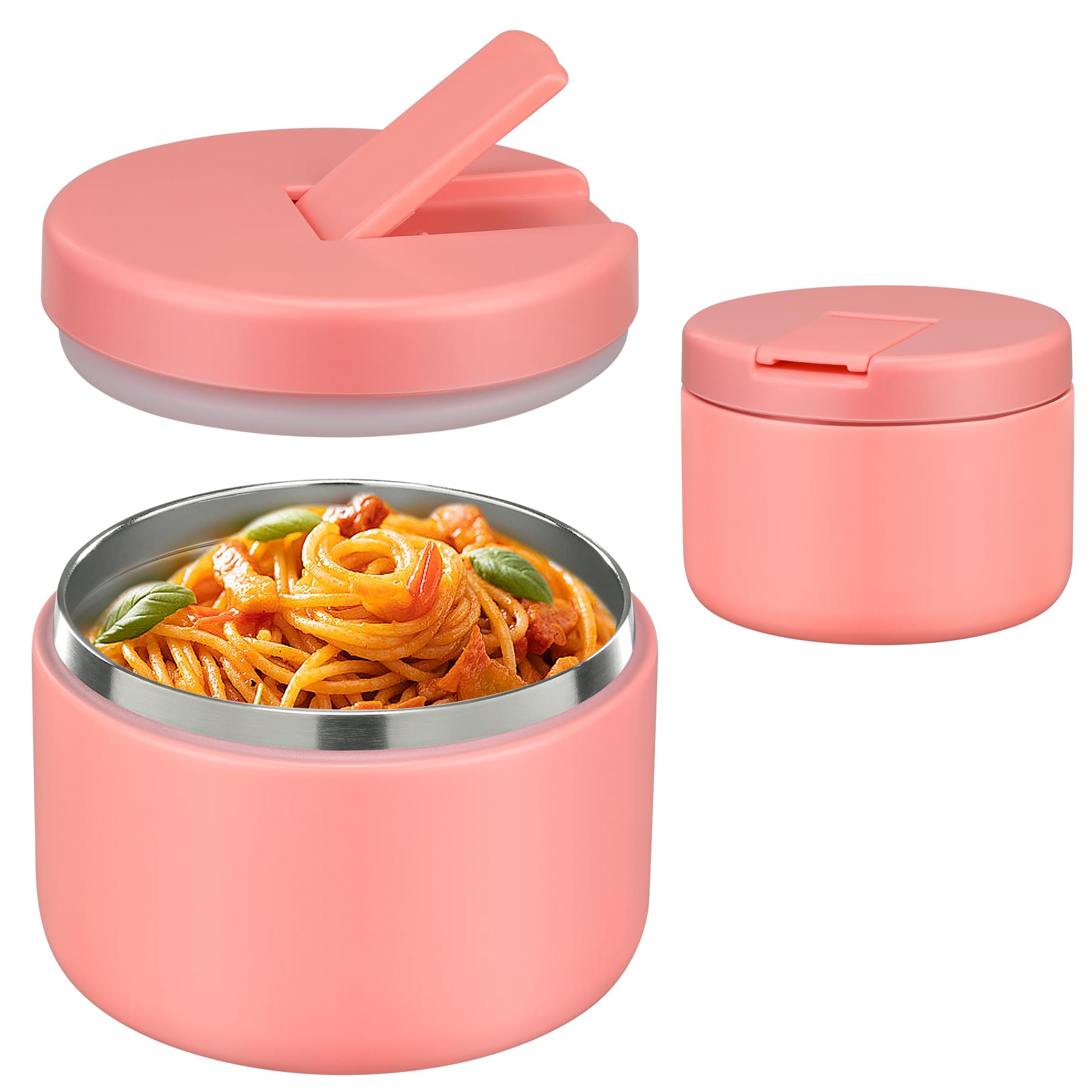 Photo 1 of 12oz Insulated Vacuum Food Jar with Buckle Lid Wide Mouth Soup Thermo for Hot Food Kids Leakproof Stainless Steel Lunch Container- Pink- 1Pack