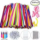 300Pack Animal Ballooons Magic Balloons Kits Latex Modeling Twisting Balloons Long Balloons For Animal Shape Party Decoration(With Pump& Eye Sticker&Wiggle Eyes)