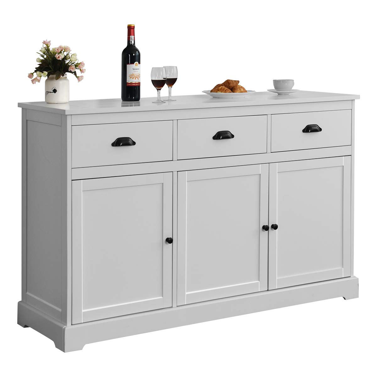 Giantex Sideboard Buffet Server Storage Cabinet Console Table Home Kitchen Dining Room Furniture Entryway Cupboard With 2 Cabinets And 3 Drawers Adjustable Shelves White Gray Buy Online In Qatar At Qatar Desertcart Com Productid