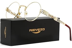 AIEYEZO Round Steampunk Sunglasses Circle Lennon Hippie Glasses Metal Frame 100% UV Blocking Lens