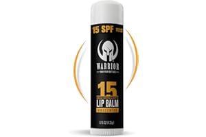 WARRIOR -WIN YOUR BATTLES- Warrior SPF 15 Lip Balm - Unscented Chapstick Made from Purified Beeswax in USA - Protects Against Wind, Cold, Heat, and UV Rays - Premium Lip Sunscreen Used by Military (0.15 OZ Tube)