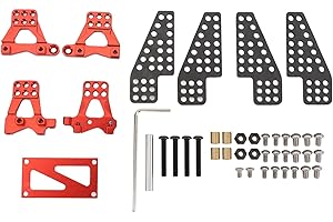Pack of 5 RC Damper Mount Stand Upgrade Aluminium Alloy Carbon Fibre Shock Absorber Mount for 1/18 RC Crawler (Red)