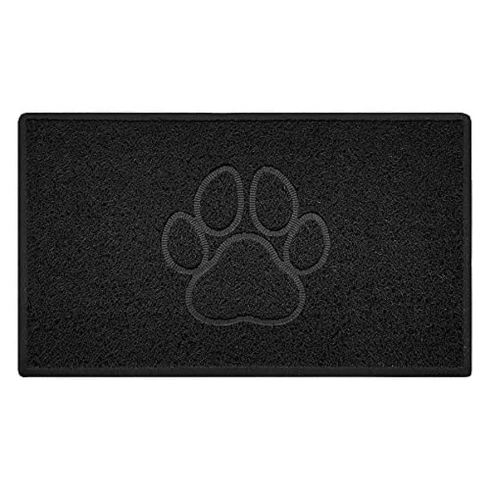 Nicoman Paw Embossed Shape Indoor Outdoor Dirt-Trapper Door Mat Washable Barrier Heavy Duty Doormat - (Watertight Rubber-Back, Medium, Black, 75 x 44cm)