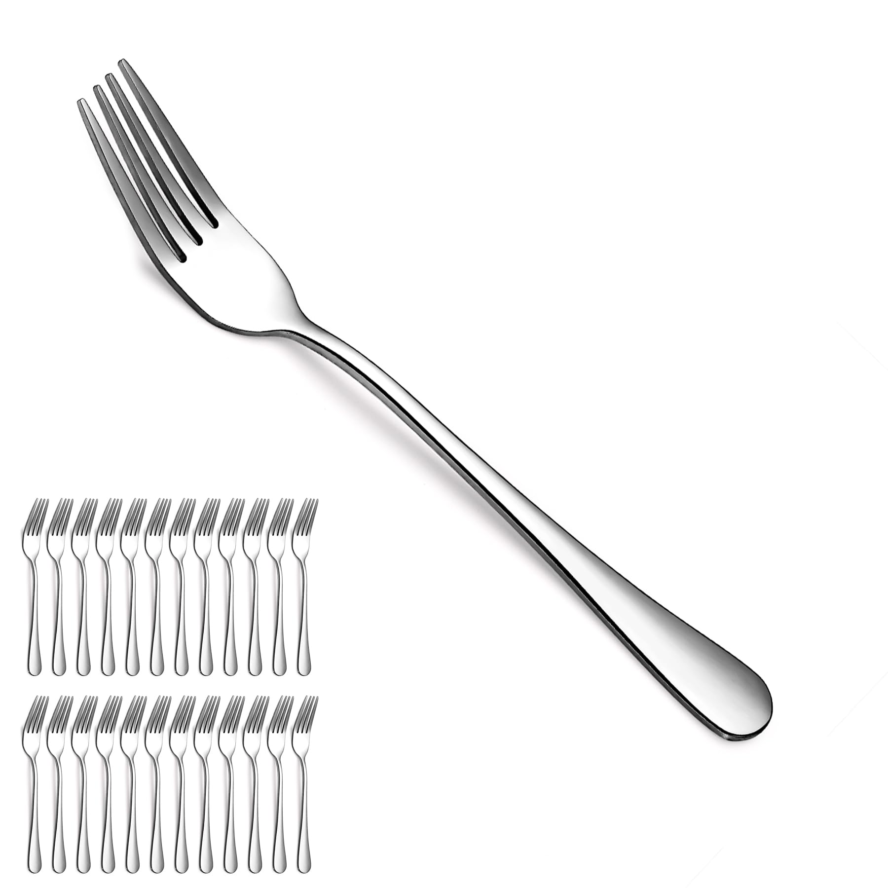 Evanda Dinner Fork 24 Pieces, Stainless Steel 20.5cm Fork Set for Cake, Table, Dessert - Easy to Clean, Dishwasher Safe