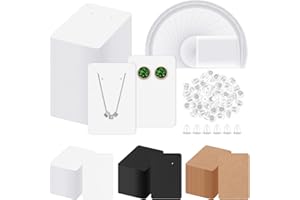 Glarks 300Pcs Earring Cards with Earring Backs and Self-Sealing Bags Kit, 9 x 6 cm White Earring Display Cards Earring Holder