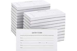 Juvale Raffle Ticket Sheets - Designated Field Entry Forms - Versatile for Drawing Entry Slips & Door Prizes - Fits Standard Raffle Ticket Box - 5.25 x 2.75 in, White, Pack of 20 Pads, 2000 Sheets
