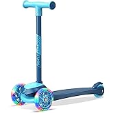 3 Wheel Scooter for Kids, Smooth Light Up LED Front Wheels, Wide Anti Slip Deck, Rear Foot Brake, Easy Lean to Steer Maneuvering, Indoor & Outdoor Ride On Toys for Ages 2 Up,