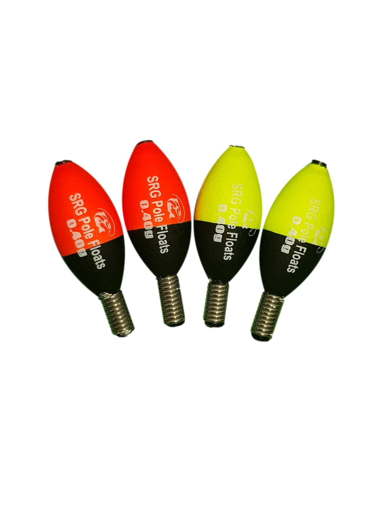 SRG Pole Floats Jigger Floats Pack of 4 (2 x 0.4 Red Tip / 2 x 0.4g Yellow Tip)
