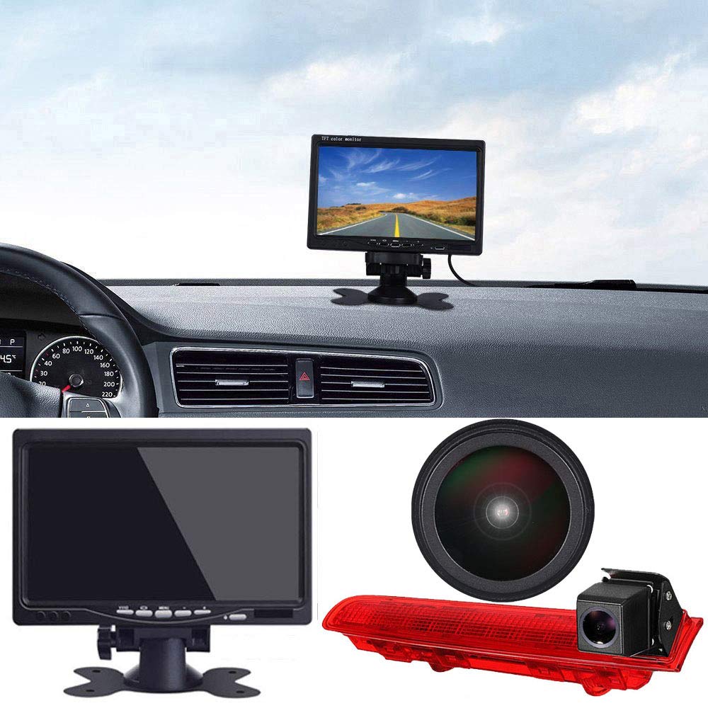 7'' Inch TFT LCD Color Auto Monitor + 1280x720 Pixel 1000 TV Lines Parking Camera, HD Night Vision Rear View Backup Camera for VW T5 T6 ab 2010 Caravelle Multivan Transporter Van