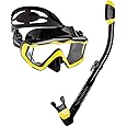 Cressi Panoramic Wide View Mask & Dry Snorkel Kit for Snorkeling, Scuba Diving - Pano 3 & Supernova Dry: Designed in Italy