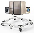 Zsytbyyds All Steel Mobile Base Heavy Duty Furniture Dolly Adjustable Mini Fridge Stand Washing Machine Stand Furniture Dolly for Washer, Refrigerator and Dryer（White）