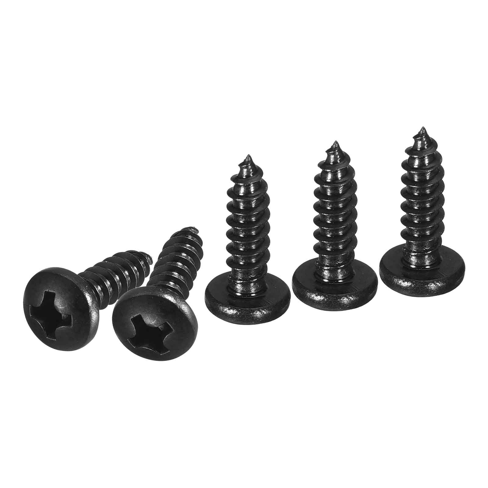 DTGN #7x1/2" Phillips Pan Head Self-tapping Screw - 100Pack - Black Oxide 304 Stainless Steel Sheet Metal Screws Wood Screws