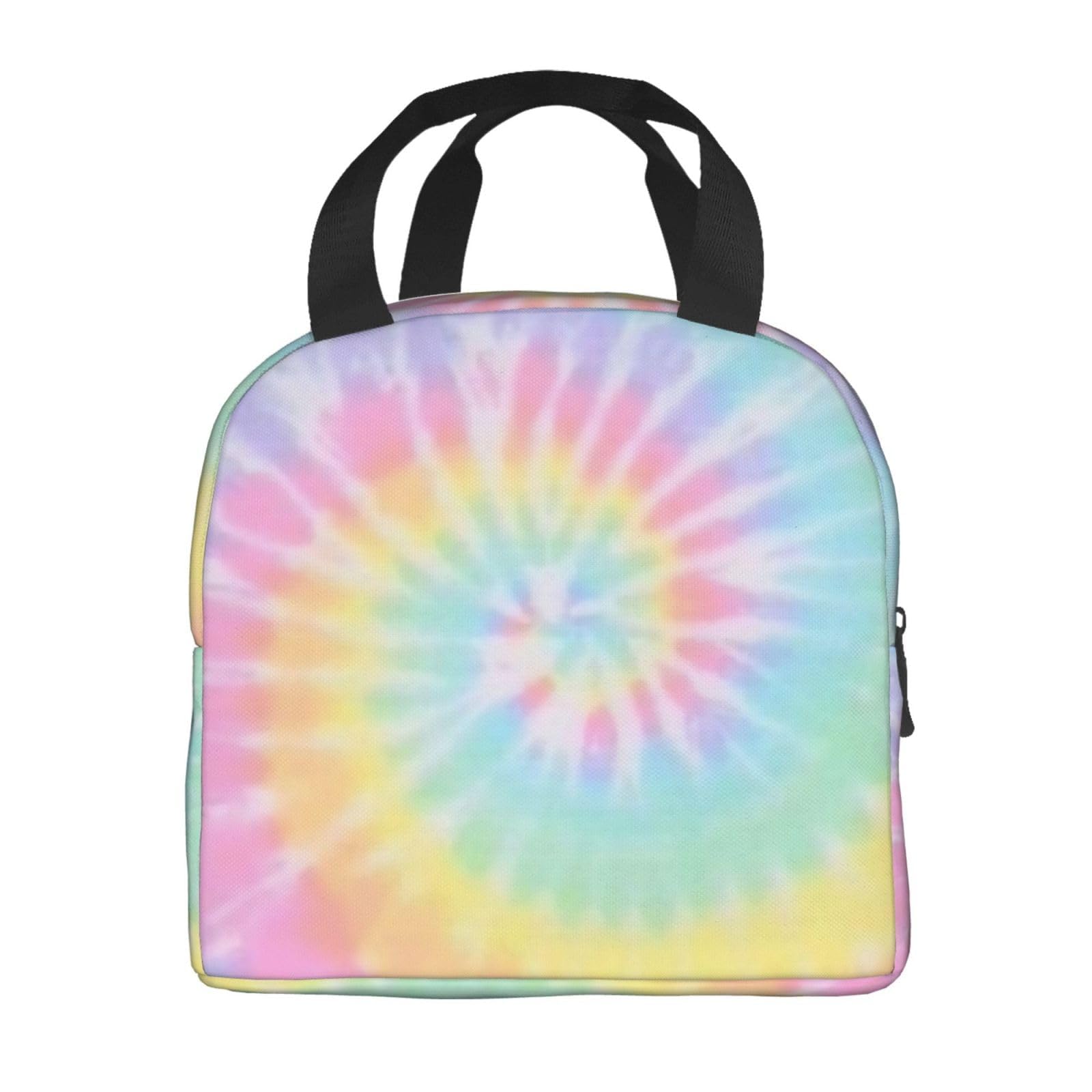 PAQGSREM Tie Dye Lunch Box Pastel Rainbow Spiral Lunch Bag for Girls Kids Teen Women Insulated Cooler Teto Bags for School School Picnic