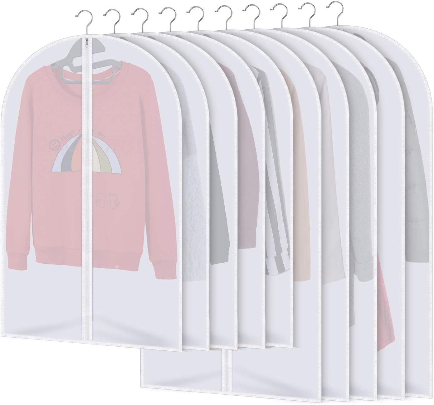 AIDBUCKS Kleidersäcke 10 Stücke Kleiderhülle Anzughülle - Langzeitaufbewahrung Von Jacke Mantel Kleider Anzug Schutz Vor Staub Motten Schäden Durchsichtiger Kunststoff 5x120x60cm 5x100x60cm