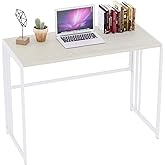 Gezen Folding Desk 40'' Computer Desk for Home Office, No Assembly Office Desk Foldable Simple Study Writing Desk Table for Small Spaces(Beige, White)