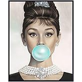 Audrey Hepburn Wall Art - Blue Audrey Hepburn Poster - Holly Golightly - Glam Wall Art - Vintage Movie Poster - Gift for Women, Her, Wife, Woman - Pop Art Wall Decor -Unframed