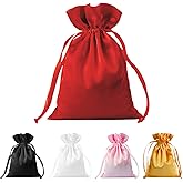 BeiLeiNiceHK 30pcs Satin Gift Bags Red Drawstring Bag,Gift Pouches For Christmas,Wedding Favor Bags,Small Jewellery Pouch 5X7 Inch