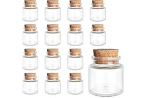 JIUYUE 15 pcs 10 ml Glass Bottles with Cork,Small Glass Vials,Storage Bottles for Liquids(0.35 oz-1.18x1.18 inch)